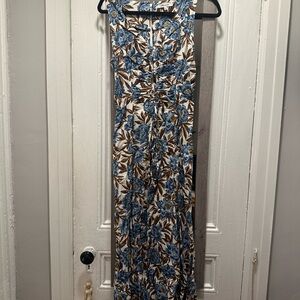 Madewell Blue and Brown Floral Maxi Dress Size 2